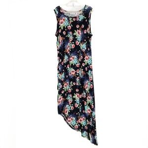 Flutter & Kick Maternity Sleeveless Asymmetrical Hem Floral Flowy Maxi Dress